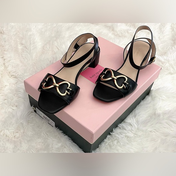 New beautiful Kate Spade New York LAGOON HEART CHAIN women’s SANDAL 9 M black - Picture 7 of 13